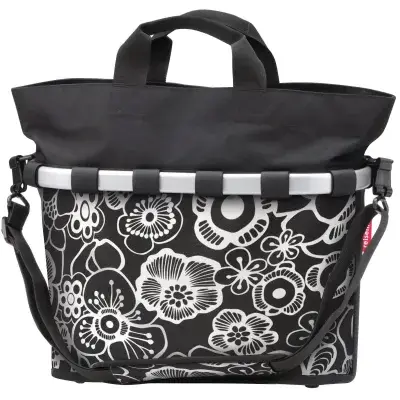 KLICKfix Reisenthel Bikebasket Oval M Fleur schwarz – Gepäckträger-Tasche