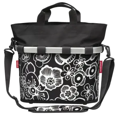 KLICKfix Bikebasket OVAL S Fleur Schwarz – Stylischer Fahrradkorb