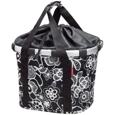 KLICKfix Reisenthel Bikebasket Fleur schwarz – Stylischer Fahrradkorb