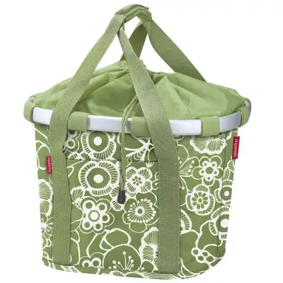 KLICKfix Reisenthel Bikebasket Fleur green – Stylischer Fahrradkorb