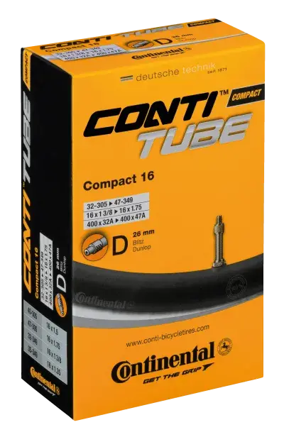 Conti Fahrradschlauch Compact 16 32-47/305-34 16x1 3/8-1.75 Dunlop-Ventil D26