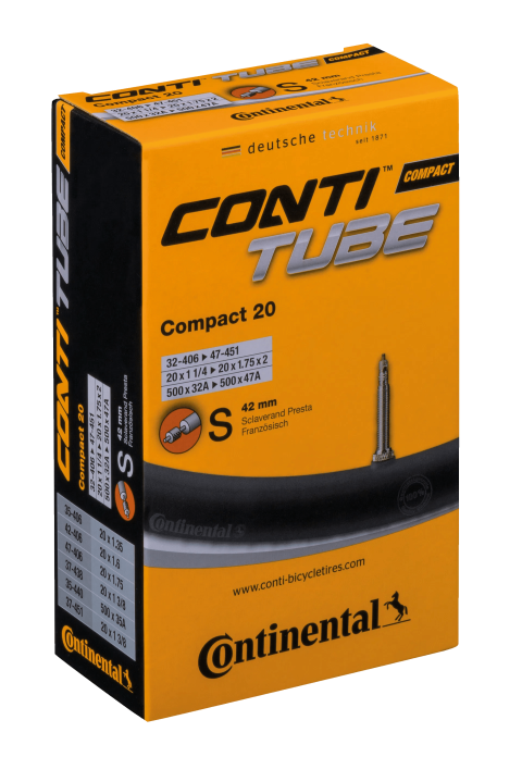 Conti Fahrradschlauch Compact 20 32-47/406-451 20x1 1/4-1.75x2 Presta-Ventil S42