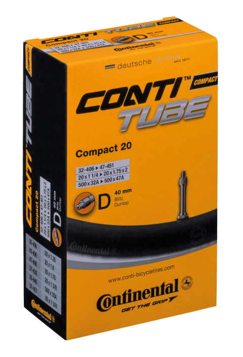 Conti Fahrradschlauch Compact 20 32-47/406-451 20x1 1/4-1.75x2 Dunlop-Ventil D40