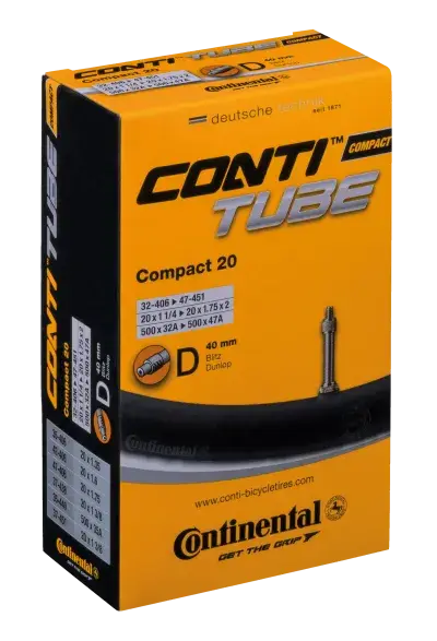 Conti Fahrradschlauch Compact 20 32-47/406-451 20x1 1/4-1.75x2 Dunlop-Ventil D40