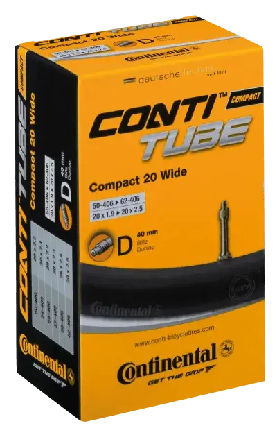 Conti Fahrradschlauch Compact 20 wide 50/62-406 20x1.9-2.5 Dunlop-Ventil D40