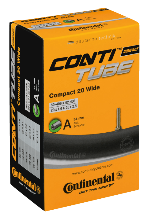 Conti Fahrradschlauch Compact 20 wide 50/62-406 20x1.9-2.5 Schrader-Ventil A34