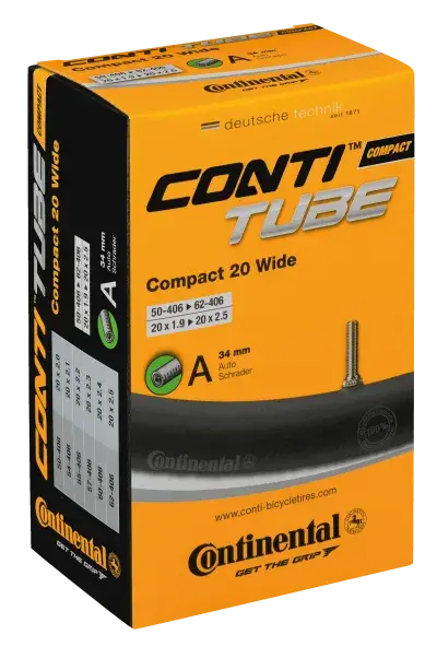 Conti Fahrradschlauch Compact 20 wide 50/62-406 20x1.9-2.5 Schrader-Ventil A34