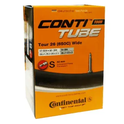 Conti Fahrradschlauch TOUR 26 wide (650C) 47-62/ 559 - 26x1.75 - 2.5 Presta-Ventil S42