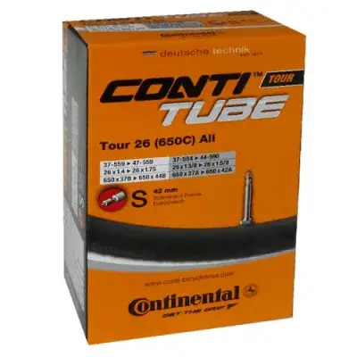 Conti Fahrradschlauch TOUR 26 all (650C) 37-47/559-597 - 26x1.4 - 1.75 Presta-Ventil S42