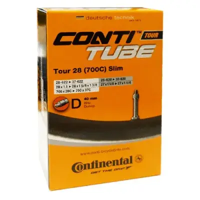 Conti Fahrradschlauch TOUR 28 slim (700C) 28-37/622-642 - 28x1.1 - 1 5/8x1 3/8 Dunlop-Ventil D40