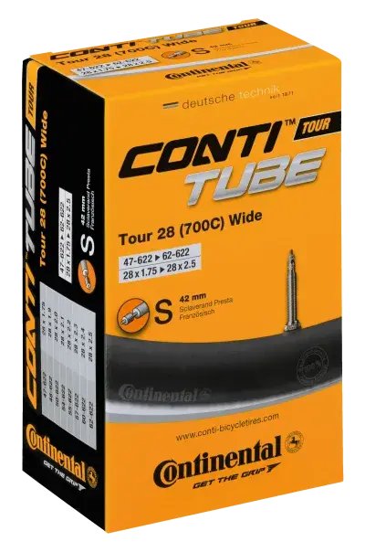 Conti Fahrradschlauch TOUR 28 wide (700C) 47-62/622 - 28x1.75/2.5 Presta-Ventil S42