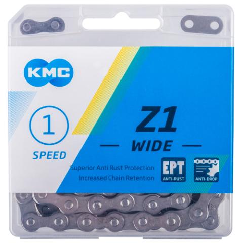 KMC Fahrradkette Z1 Wide EPT 128 Glieder 1-fach E-Bike Antirost Silber