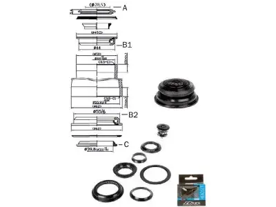 NECO Steuersatz 1 1/8" – 1,5" Tapered Semi-integriert, ZS44/ZS55