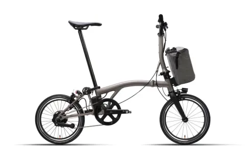 Brompton New T line Electric Mid - 16 Zoll 345Wh 4K Faltrad - Blasted Titanium