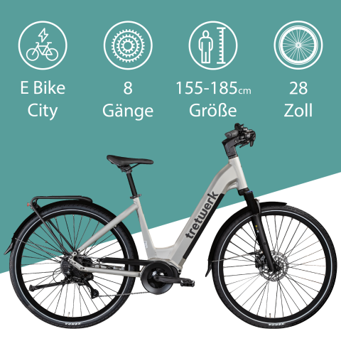 Tretwerk Amber E Bike Damen 28 Zoll Elektrofahrrad 155 - 185 cm Hollandrad Tiefeinsteiger mit 9…
