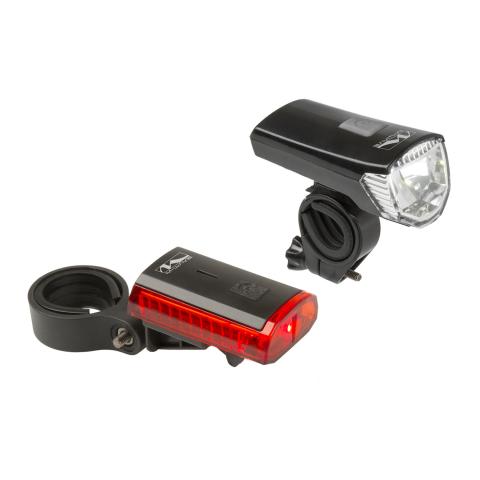 M-Wave Atlas K 11 Akkulampen Set LED Fahrradlampe Fahrradlicht StVZO Fahrrad Lampe USB