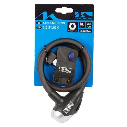 M-Wave Fahrradschloss 12 mm 600 mm 1800 mm Fahrrad E-Bike Schloss Kabelschloss Spiralschloss…