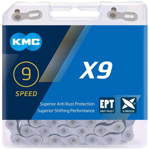KMC X9 ETP Fahrradkette 9 fach Fahrrad Kette 114 Glieder 1/2" x 11/128" Kettenmaß für…