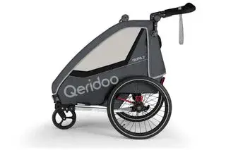 Qeridoo QUPA 2 2023 Kinder Fahrradanhänger Grün/Blau/Grau - Grey (Grau)