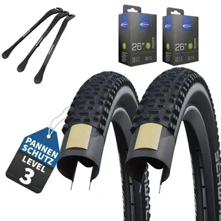 2 x Schwalbe Reifen Rapid Rob Schwarz 26 x 2,25 (57-559) + Schlauch wahl + MSZweirad Reifenheber -…