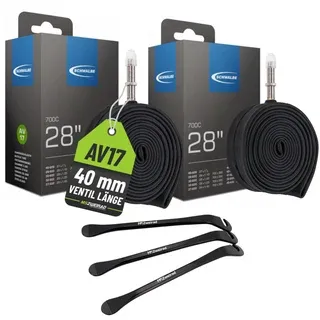 2x Schwalbe Schlauch AV17 40 mm (28"/700C) 28/47-622/635 mit Reifenheber