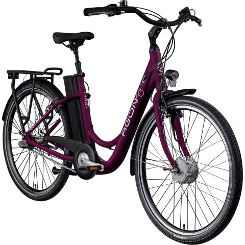 Agon Axis E-Bike 26 Zoll Citybike Damen Herren 140 - 165 cm Pedelec mit Nabenmotor Fahrrad 3 Gang…