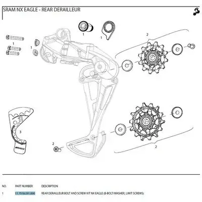 Hintere Kettenschaltung Sram Kit Visserie Der.Arr. Sram Nx Eagle / Sx Eagle B1