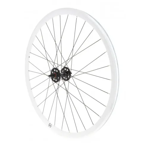 Fixie-Vorderrad weiße Felge schwarze Nabe Rodi