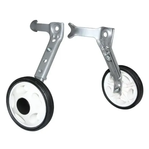 Ein Paar Stabilisatoren für behinderte Fahrräder, die das Rad aus Kunststoff verstärken. P2R