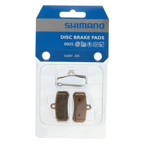 Ein Paar Fahrradbremsbeläge aus Metall und Rückfederung mit Splint Shimano D02S-MX
