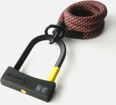 Texlock Bügelschloss mit Textilseil eyelet 120 D-lock M chateau red