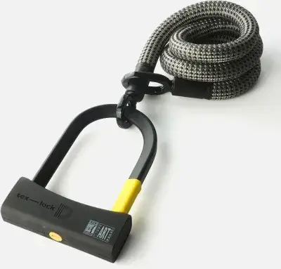 Texlock Bügelschloss mit Textilseil eyelet 120 D-lock M electric grey