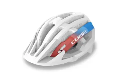 Cube Offpath Teamline MTB Fahrrad Helm weiß/blau/rot 2027 - Größe: L (57-62 cm)