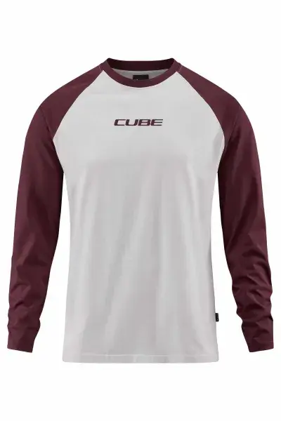 Cube Organic Freizeit Longsleeve / Pullover beige / rot 2027 - Größe: L (50/52)