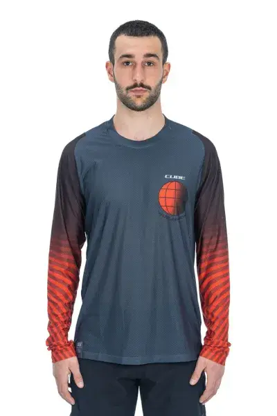 Cube Vertex Fahrrad Trikot lang grau/rot 2027 - Größe: S (44/46)