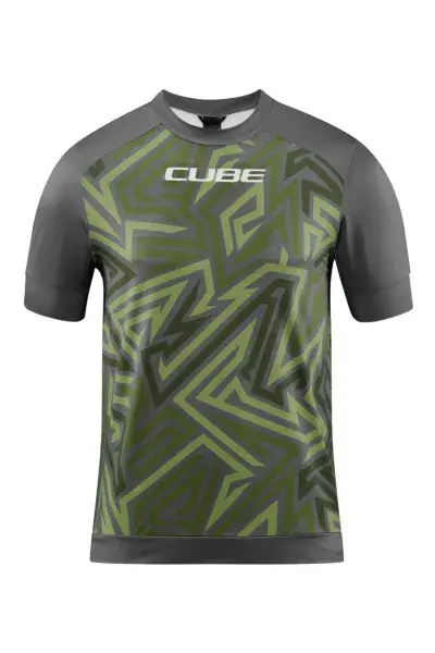 Cube ATX TM Fahrrad Trikot kurz olive grün/grau 2027 - Größe: M (46/48)