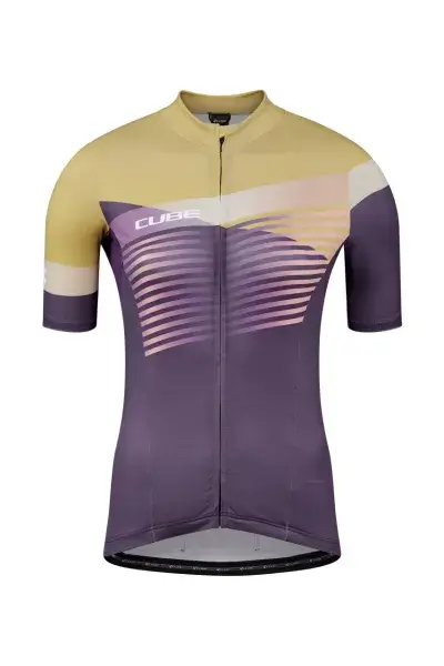 Cube Teamline Damen Fahrrad Trikot kurz lila/sand 2027 - Größe: S (36)