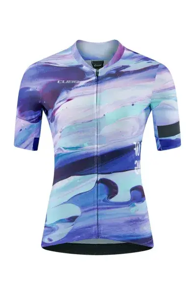 Cube Blackline Art Damen Fahrrad Trikot kurz blau/lila 2023 - Größe: XL (42)