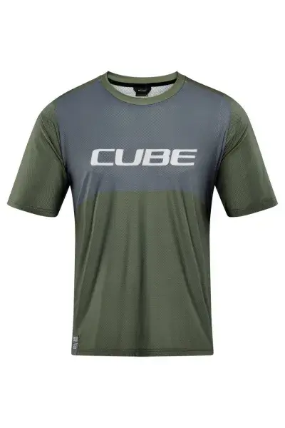 Cube Vertex TM Fahrrad Trikot kurz olive grün/grau 2027 - Größe: S (44/46)