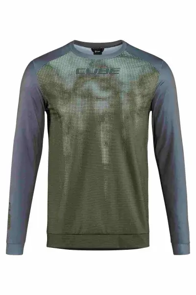 Cube ATX TM Fahrrad Trikot lang grün / grau 2027 - Größe: L (50/52)