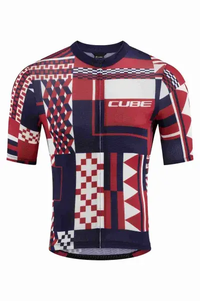 Cube Blackline cmpt Fahrrad Trikot kurz blau / rot 2027 - Größe: S (44 / 46)