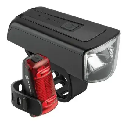 AXA DWN 100/Rear Brake Light USB Akku Beleuchtungsset - StVZO Schwarz Modell 2025