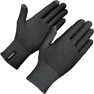 GRIPGRAB Merinowolle Langfinger Unterziehhandschuhe Schwarz Modell 2026
