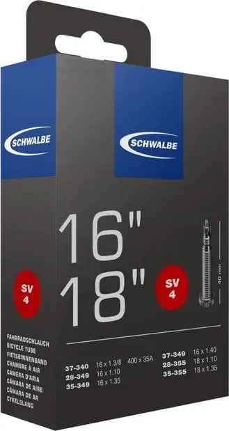 Schwalbe SV4 Schlauch 16/18 Zoll - 40 mm Schwarz Modell 2025