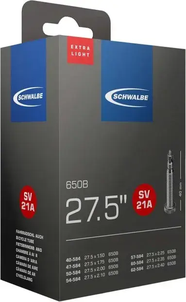 Schwalbe SV21A Extra Light Schlauch 27,5 Zoll - 40 mm Schwarz Modell 2025