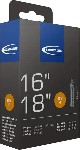 Schwalbe DV4 Schlauch 16/18 Zoll - 32 mm Schwarz Modell 2025
