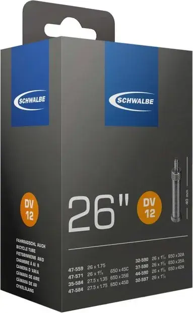 Schwalbe DV12 Schlauch 26/27,5 Zoll - 40 mm Schwarz Modell 2025