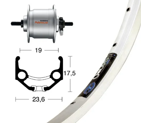 Winora V-Rad 28x1.75Nabend.DHC3003 si.Starr36L Ryde Zac 19 silber Niro-Speiche