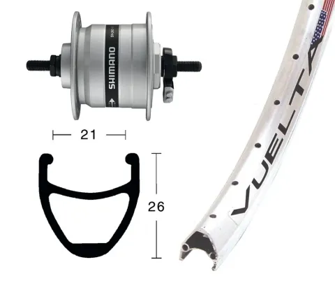 Winora V-Rad 28X1.75,Nabendyn.DHC3003 ,NT 36L. Rodi Airline 1 silber.Niro-Spei.