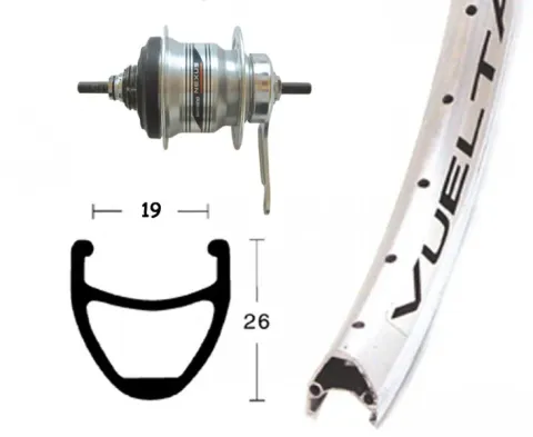 Winora H-Rad 28x1.75RB-Nabe Shim.7-G.silb.36L Rodi Airline 1 silber.Niro-Spei.